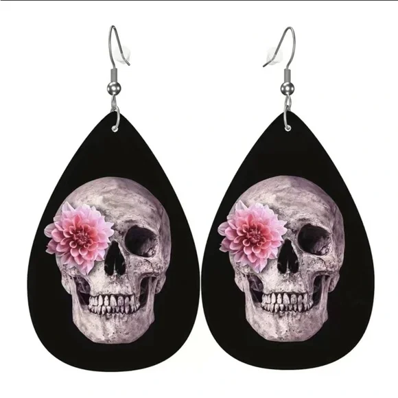 Skull flower earrings - Picture 2 of 3